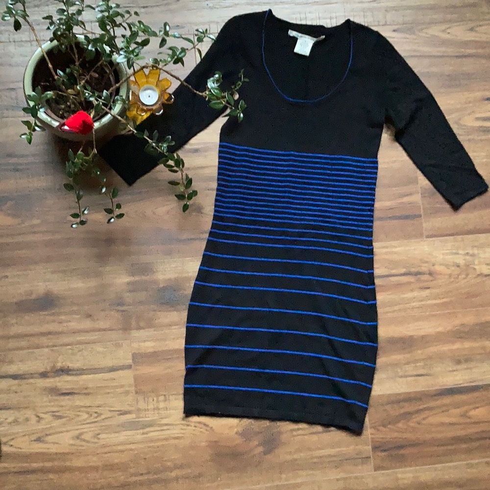 Black and blue striped dress